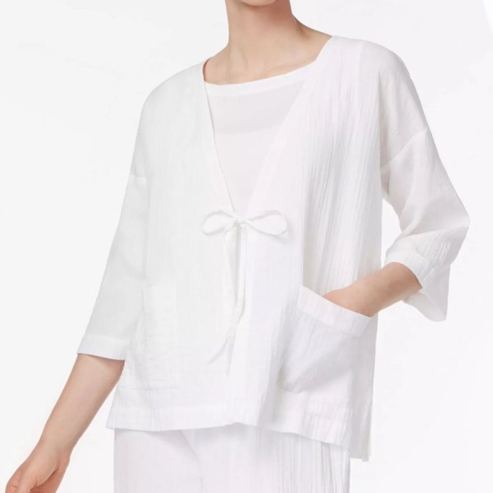 Eileen fisher top and kimono organic cotton top and jacket set